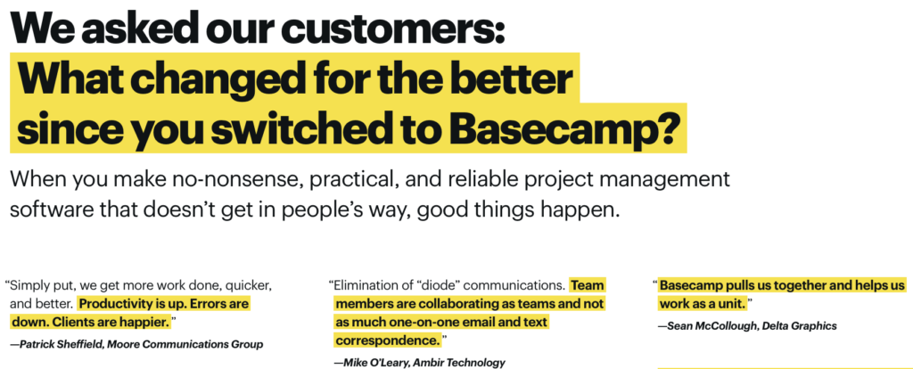 Success story testimonial example