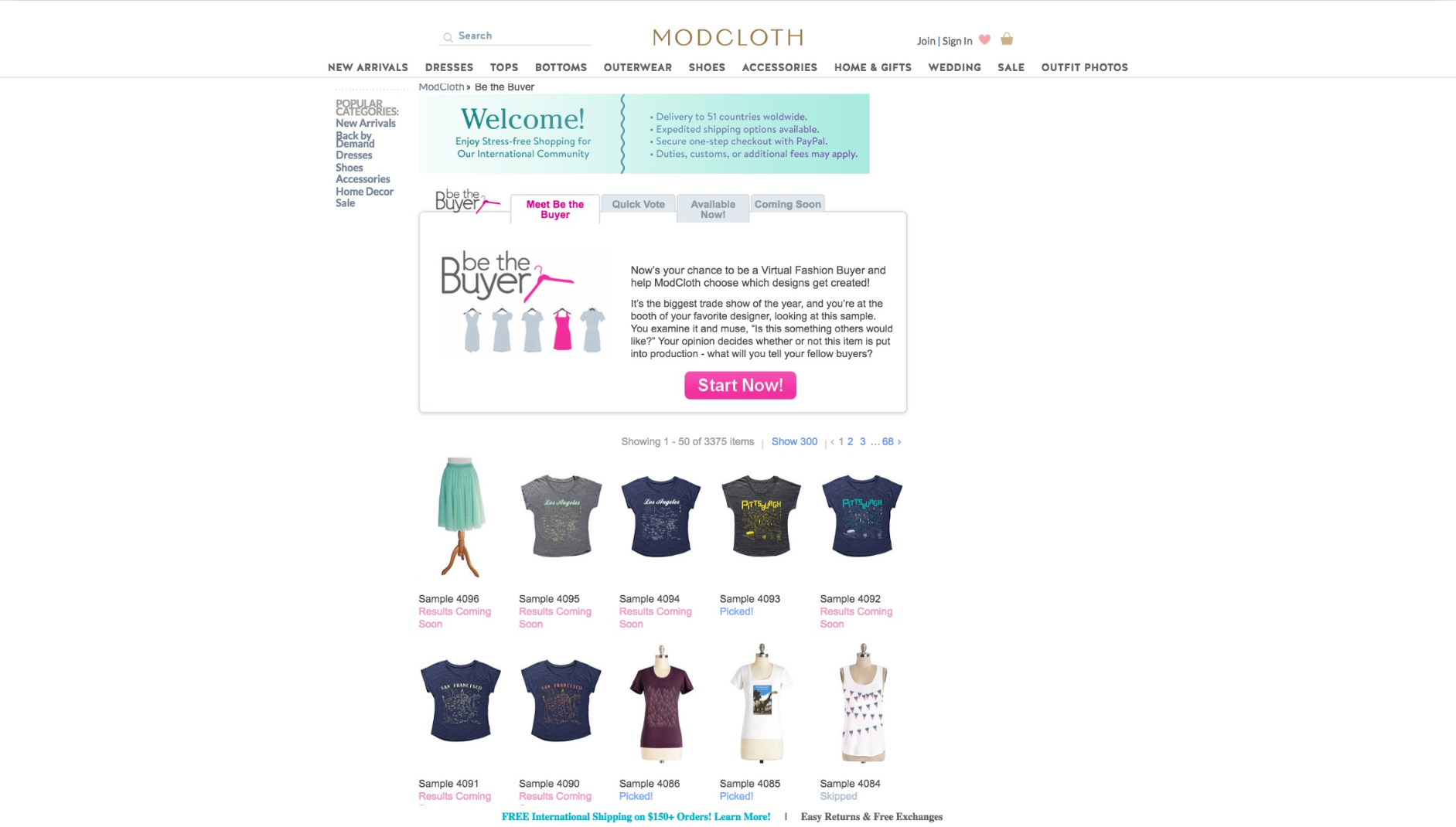Screenshot showing an ecommerce website's products