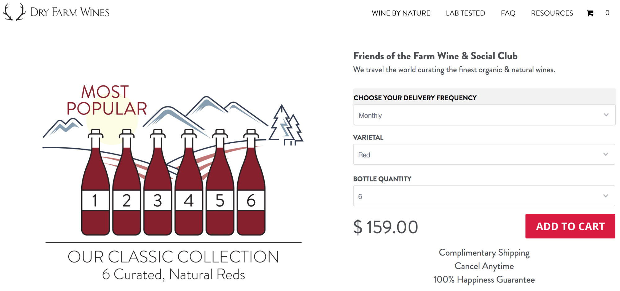Screenshot showing a product page on a wine store