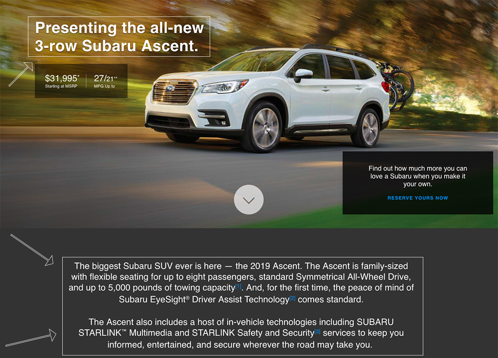 Screenshot of Subaru Ascent Ad.