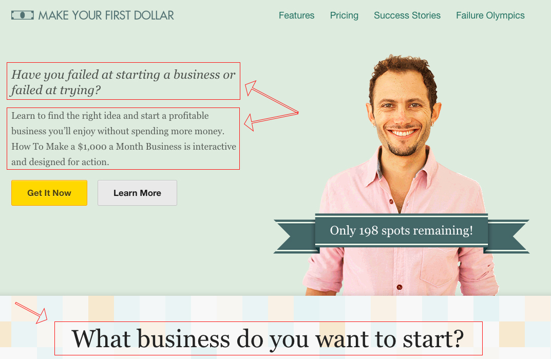 Screenshot of AppSumo’s Make Your First Dollar online course ad.