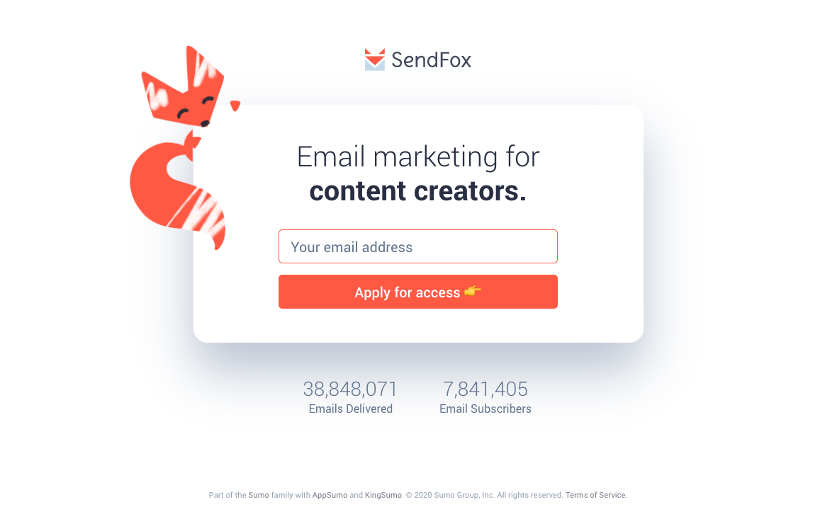 Squeeze Page: Screenshot of SendFox squeeze page