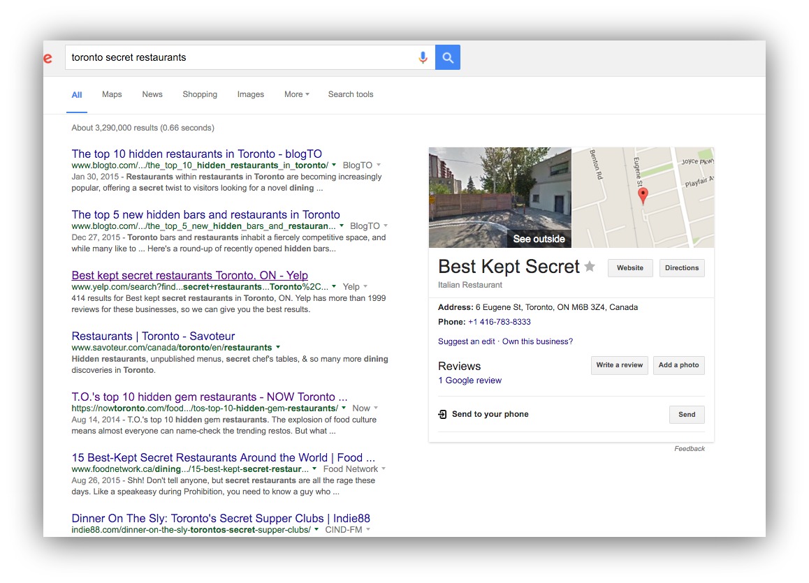 Screenshot showing google search results