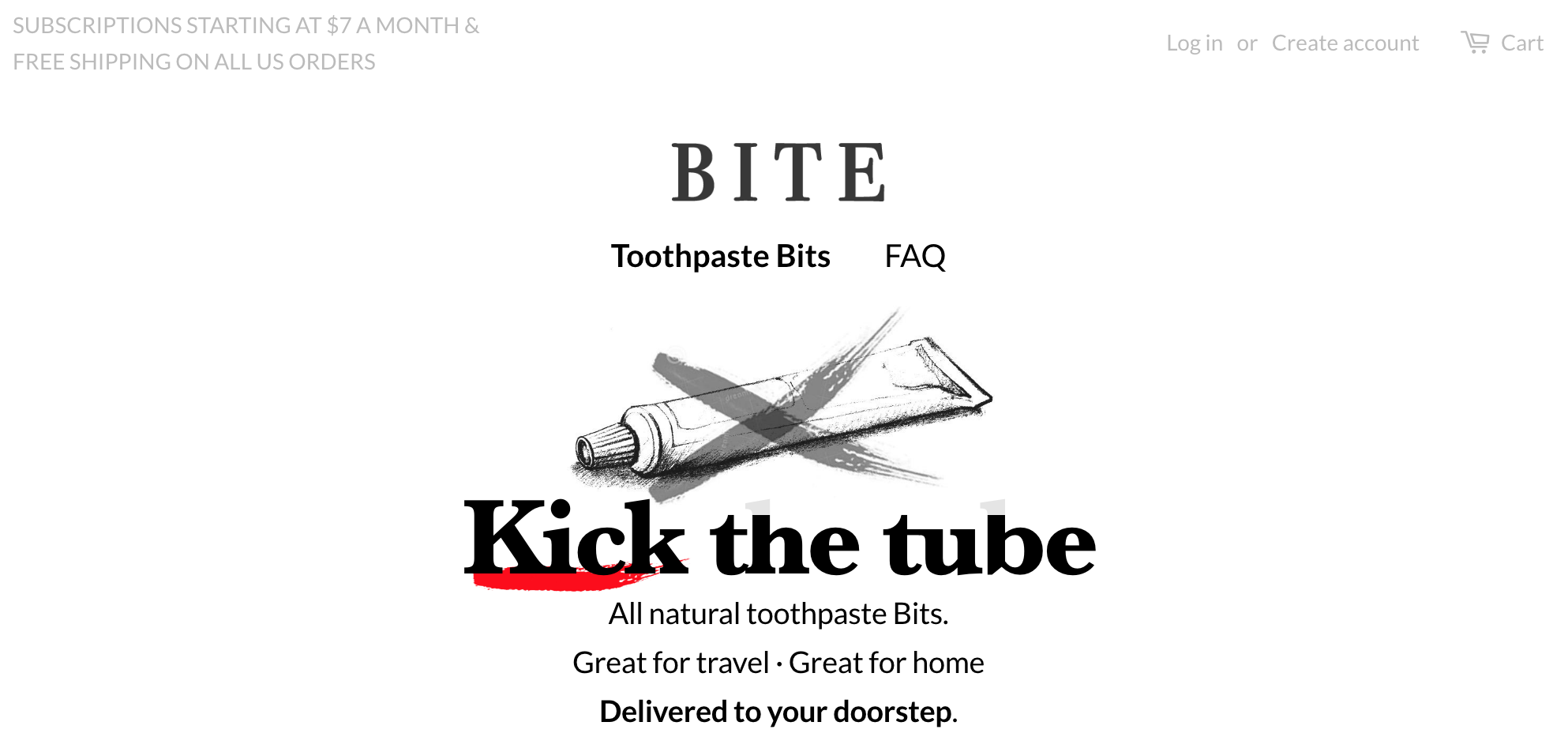 Screenshot showing a page on Bite's website