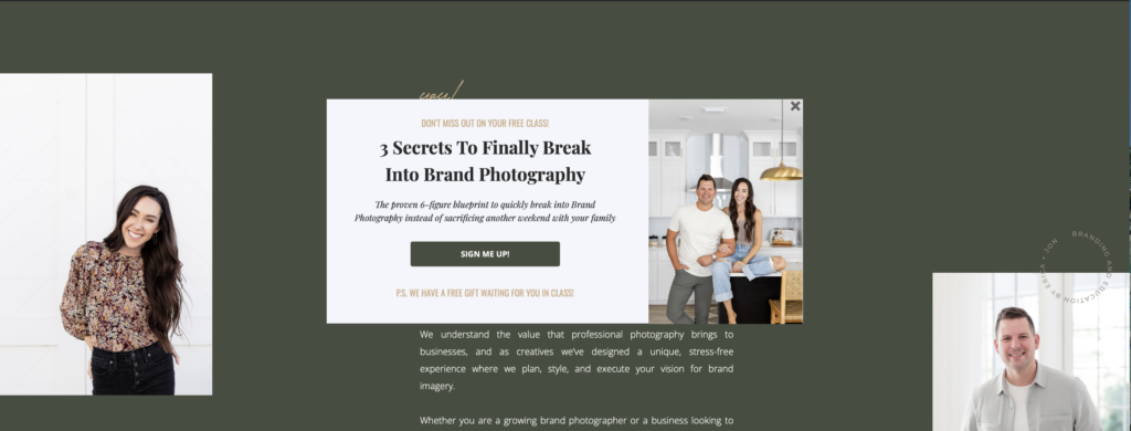 BDOW popup example with power word headline converting visitors