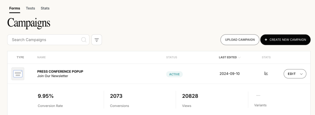 screenshot showing website conversion rate